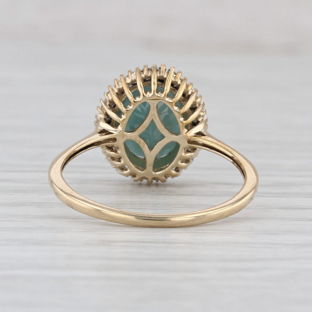 2.68ctw Oval Pectolite Diamond Halo Ring 10k Yellow Gold Size 8.25