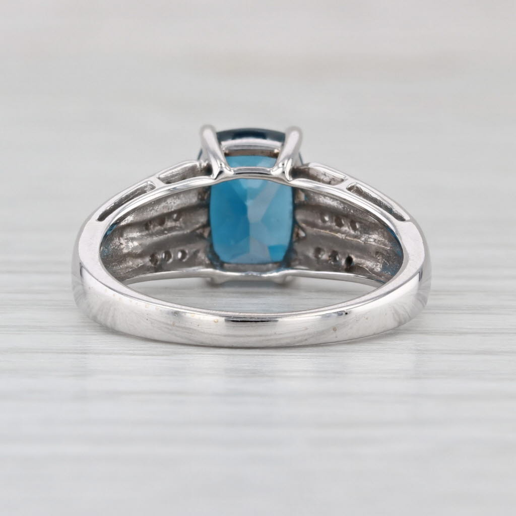 3.12ctw London Blue Topaz Diamond Ring 10k White Gold Size 6.75