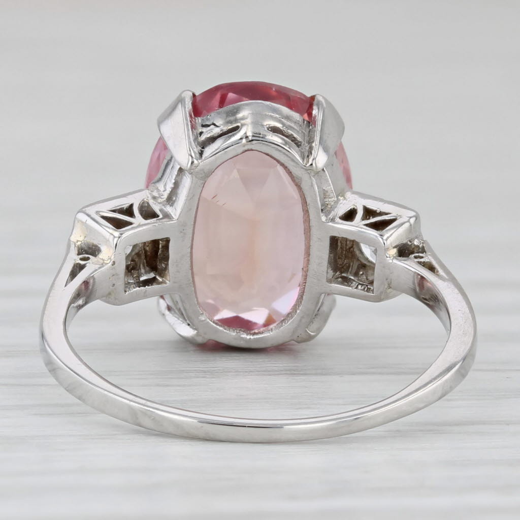 Light Gray 6.29ctw Lab Created Orange Pink Sapphire Diamond Ring Platinum Size 6.5