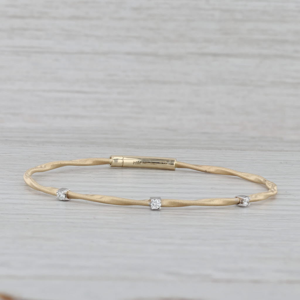 New 0.17ctw Diamond Flexible Twist Bangle Bracelet 14k Yellow White Gold 7"