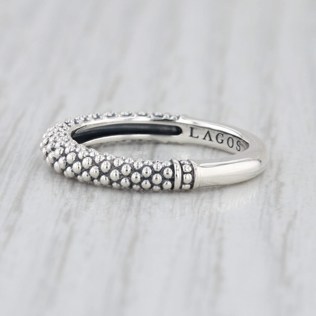 New Lagos Signature Caviar Bead Stacking Ring Sterling Silver Size 7 Band