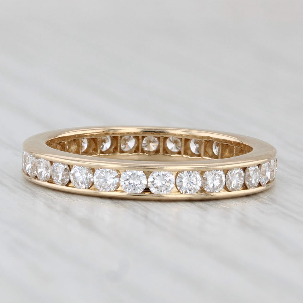 Light Gray 0.95ctw Diamond Eternity Band 18k Yellow Gold Stackable Anniversary Wedding Ring