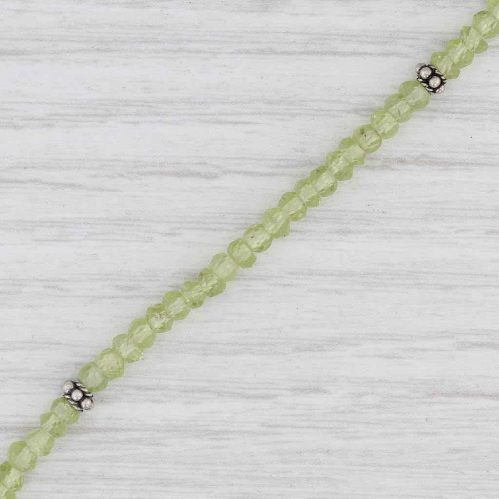 New Nina Wynn Peridot Bead Necklace Sterling Silver 15.5-18.5" Single Strand