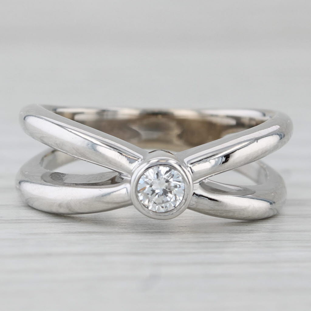 Gray 0.15ct Diamond Solitaire Ring 14k White Gold Size 6.75-7