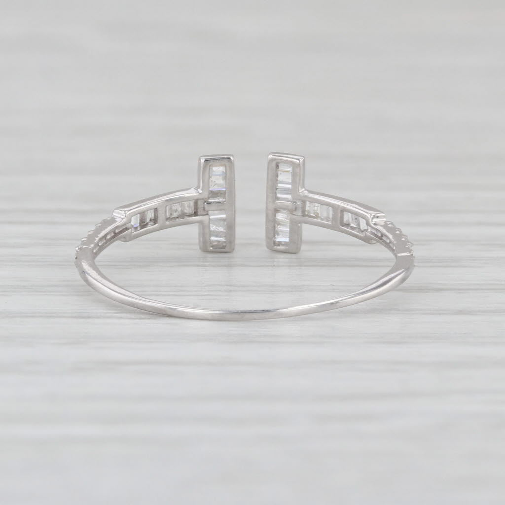 0.15ctw Diamond Open Top T Ring 18k White Gold Size 6.5 Adjustable