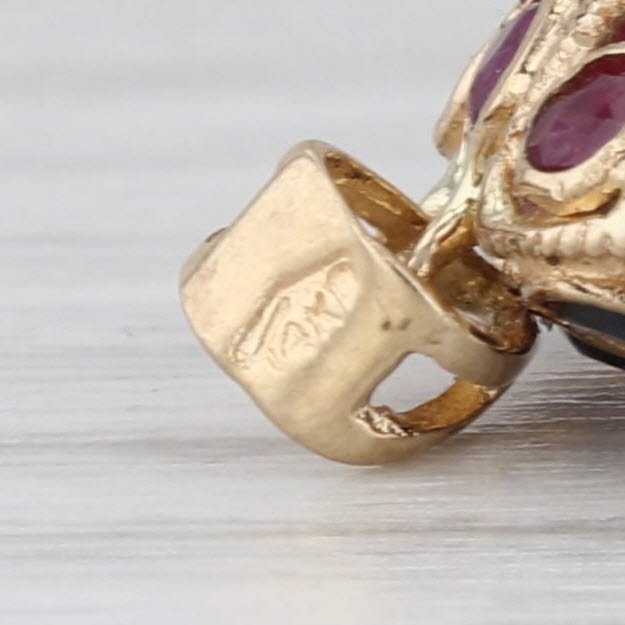 1.20ctw Blue Sapphire Red Ruby Reversible Pendant 14k Yellow Gold