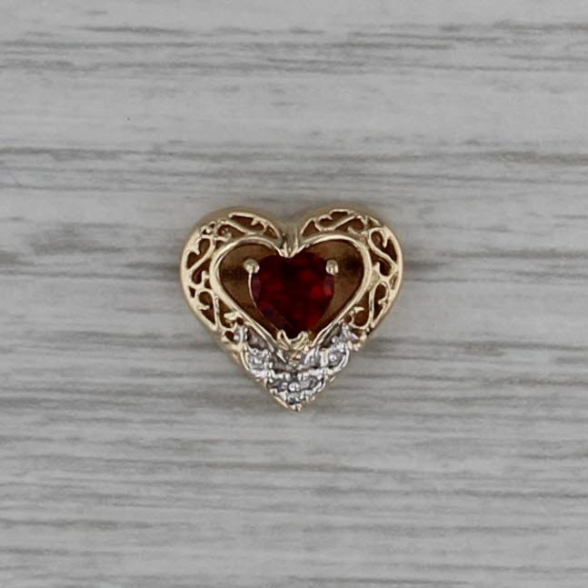 Richard Klein 0.60ctw Garnet Heart Slide Bracelet Charm 14k Gold Vintage KLJCI