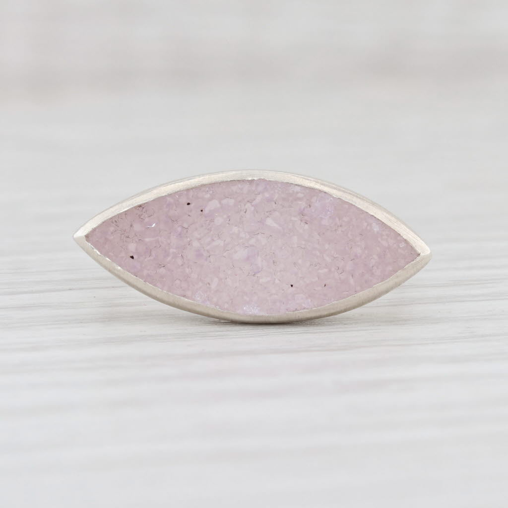 New Nina Wynn Ring Druzy Pink White Quartz Size 7 Sterling Silver Statement