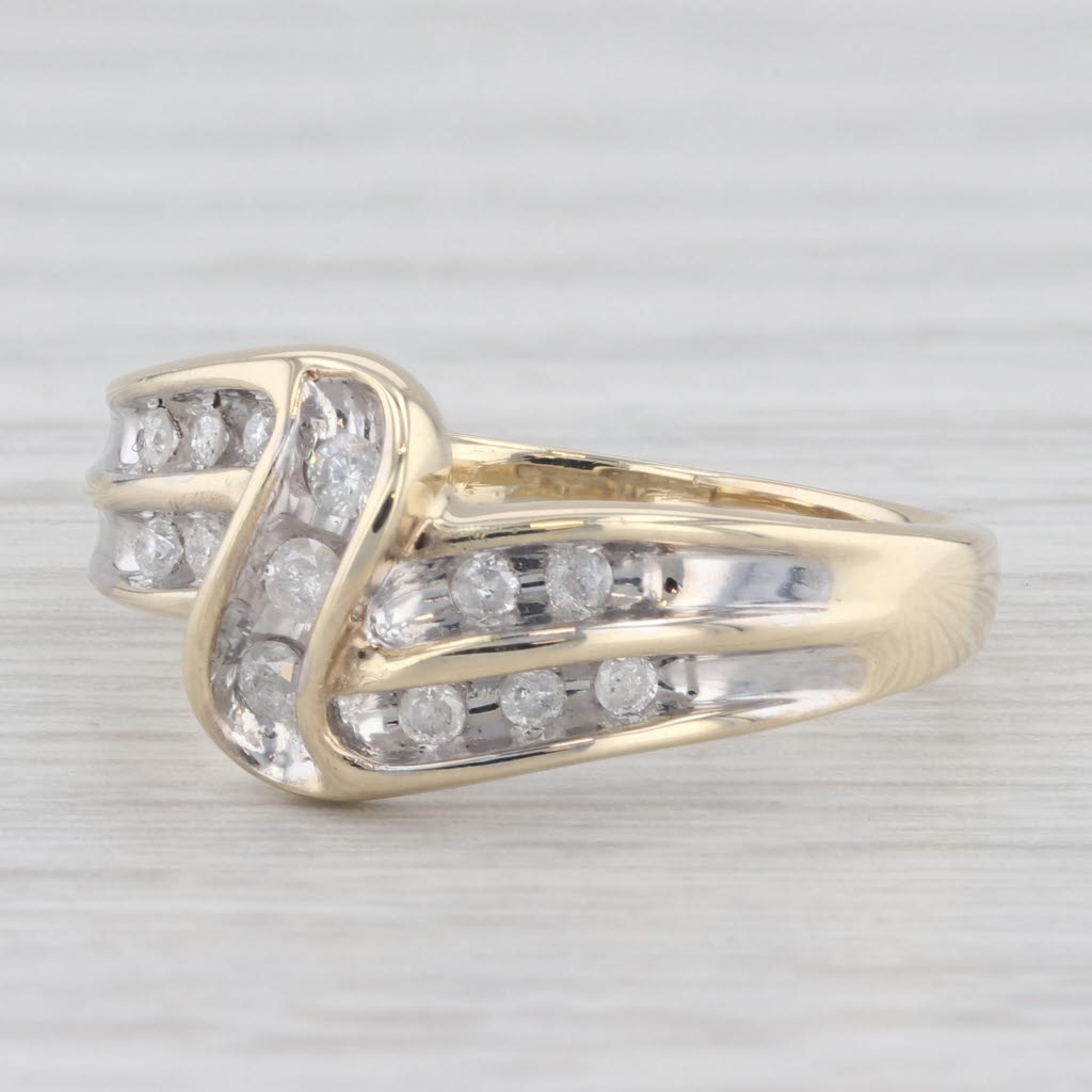 Light Gray 0.23ctw Diamond Overlay Ring 10k Yellow Gold Size 8