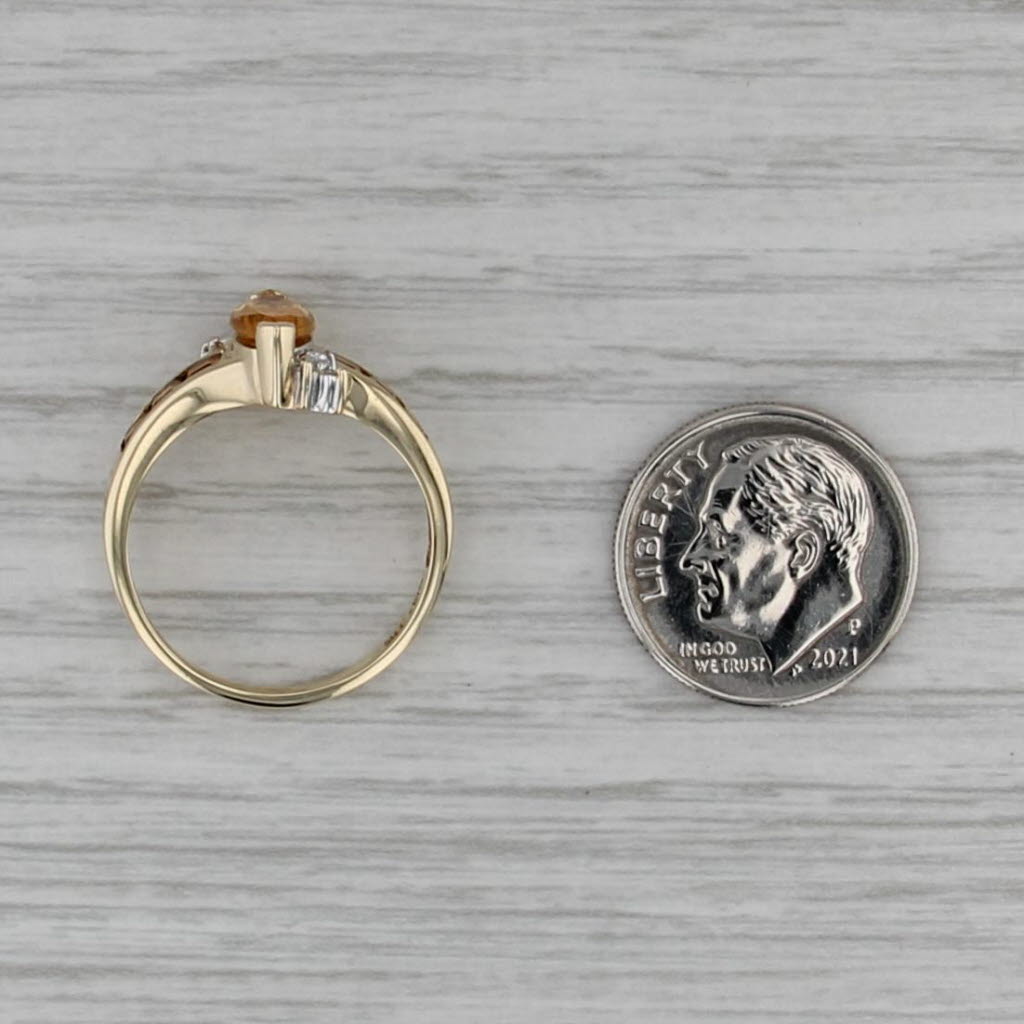 2.40ctw Marquise Citrine Diamond Bypass Ring 10k Yellow Gold Size 7.25