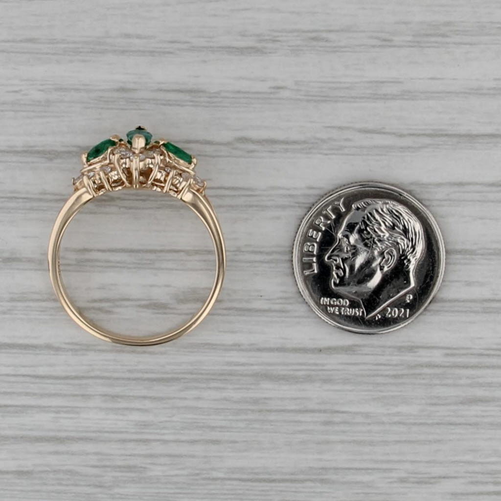 0.70ctw Marquise Emerald Diamond Halo Ring 14k Yellow Gold Size 8