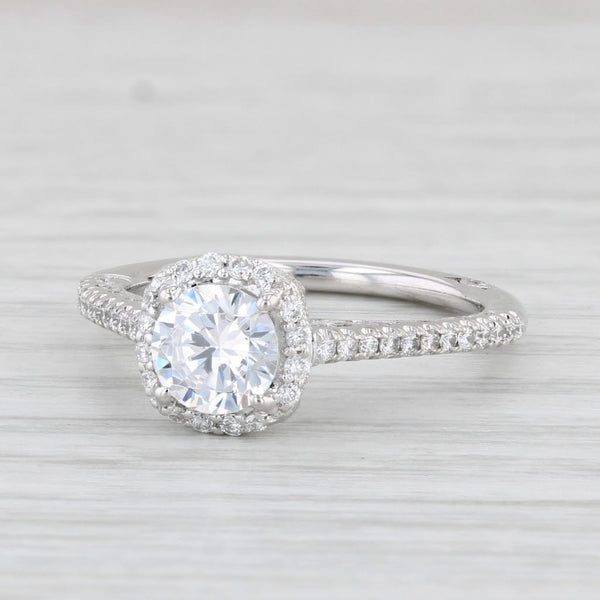 New Tacori Semi Mount Diamond Halo Engagement Ring 18k White Gold Certificate