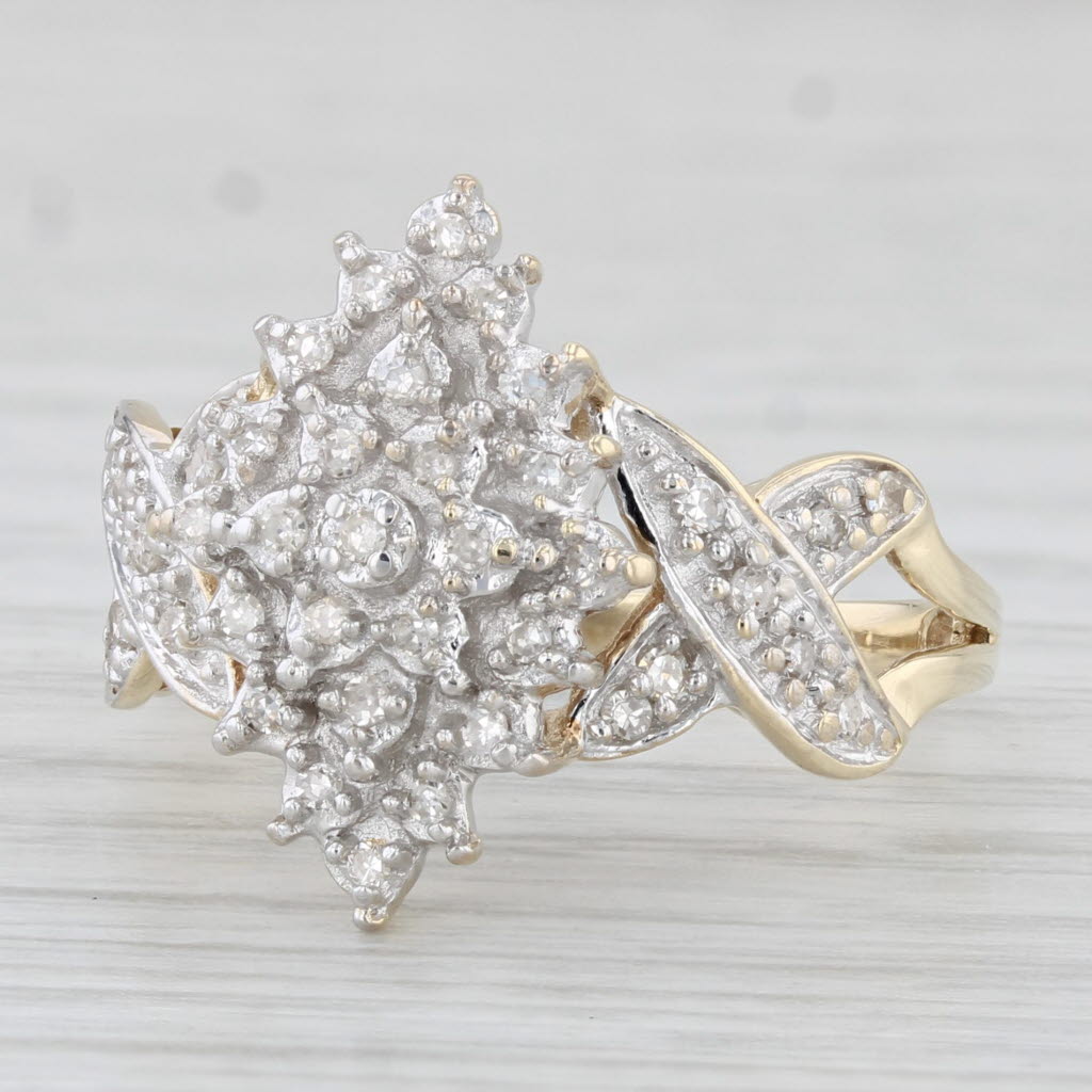 Light Gray 0.20ctw Diamond Cluster Ring 10k Yellow Gold Size 7.25