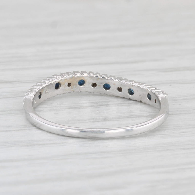 0.16ctw Blue Sapphire Diamond Stackable Ring 14k White Gold Sz 6.25 Wedding Band