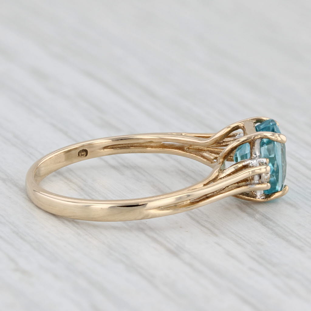 Light Gray 2.05ct Oval Blue Zircon Diamond Ring 10k Yellow Gold Size 7.25