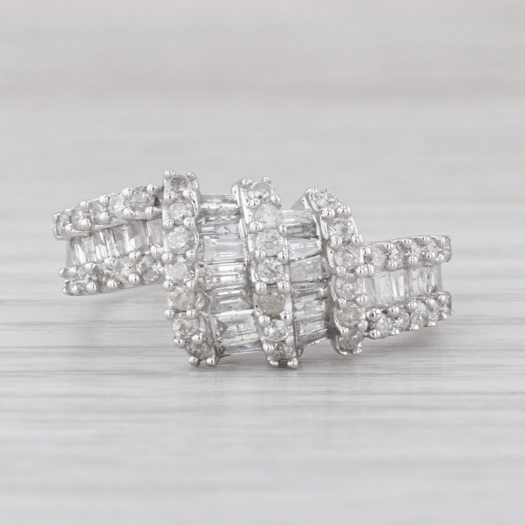 0.97ctw Diamond Knot Ring 10k White Gold Size 8.25