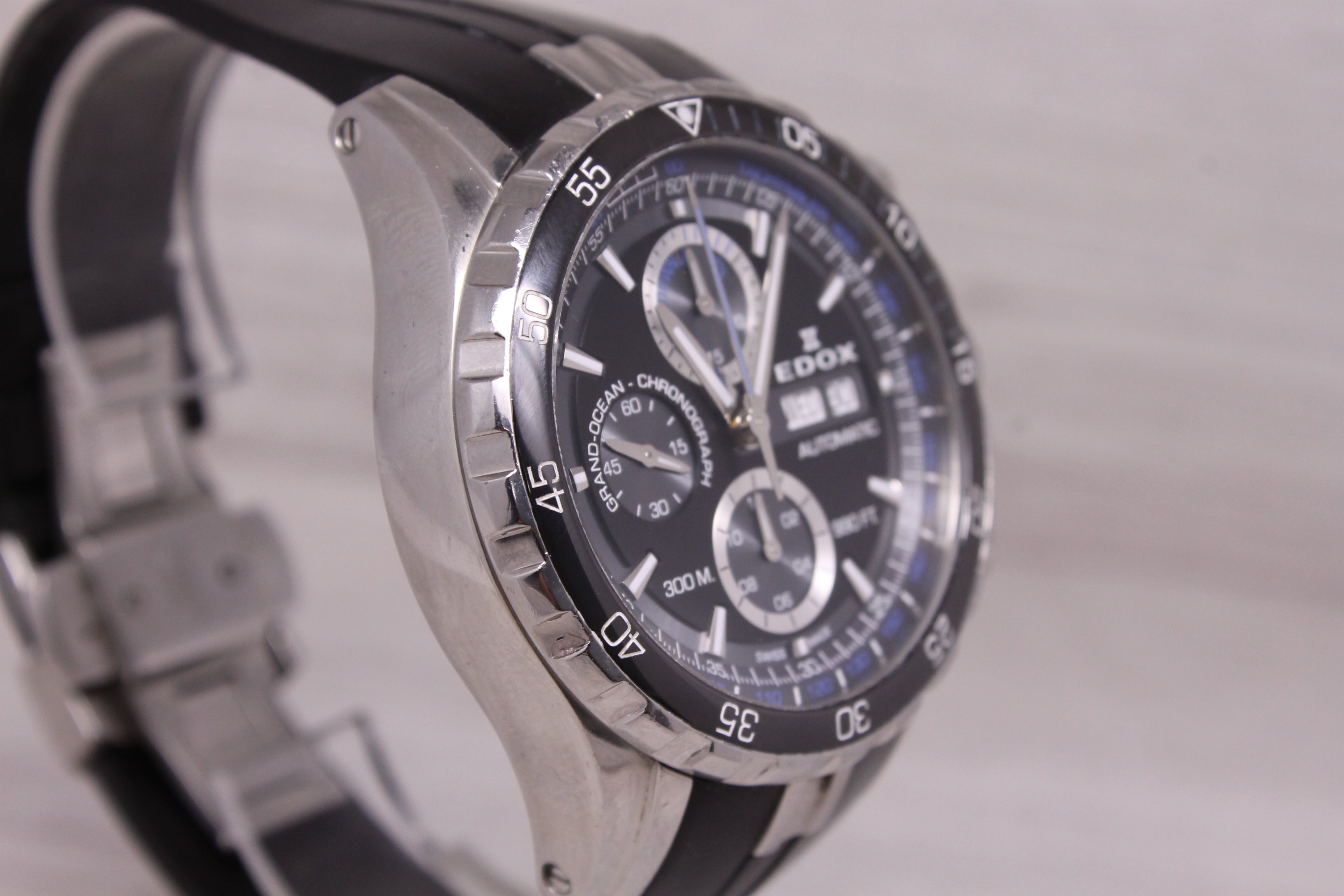 Edox Grand Ocean Mens Steel 45mm Automatic Chronograph Swiss Watch 01123 3BUCA