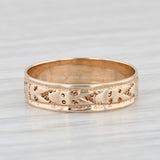 Light Gray Antique Victorian Etched Band Baby Ring 10k Yellow Gold Size 2