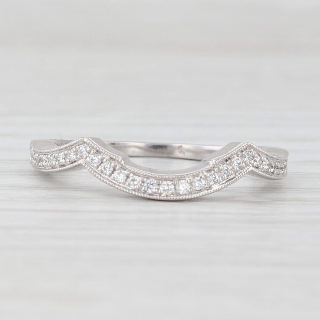 Neil Lane 0.12ctw Diamond Wedding Band Contoured Ring Guard 14k White Gold