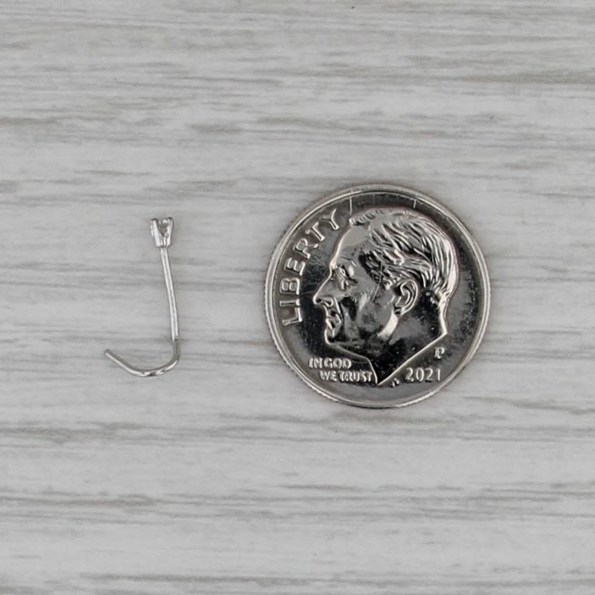 New Diamond Nose Piercing Stud 14k White Gold Round Solitaire Curved Post 4