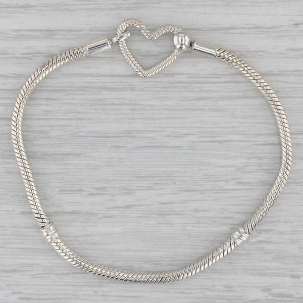 Pandora Moments Heart Clasp Charm Bracelet 599539C00 Sterling Silver 7.75"
