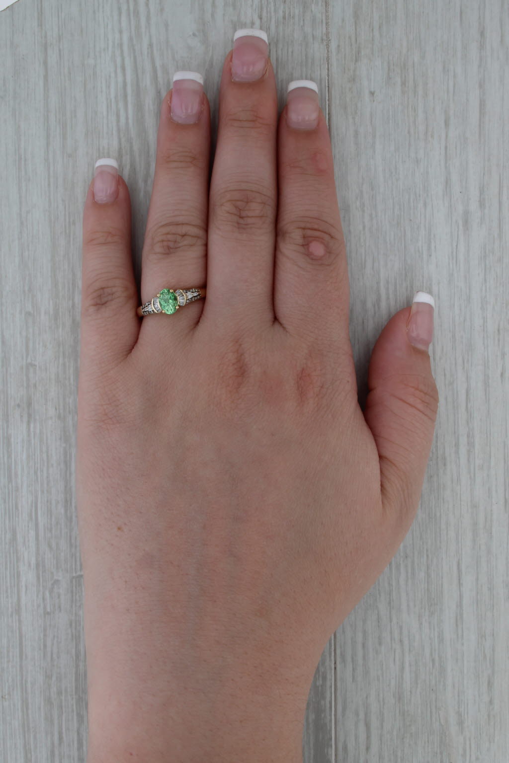 Luxoro 1.10ctw Grossular Green Garnet Diamond Ring 10k Yellow Gold Size 8