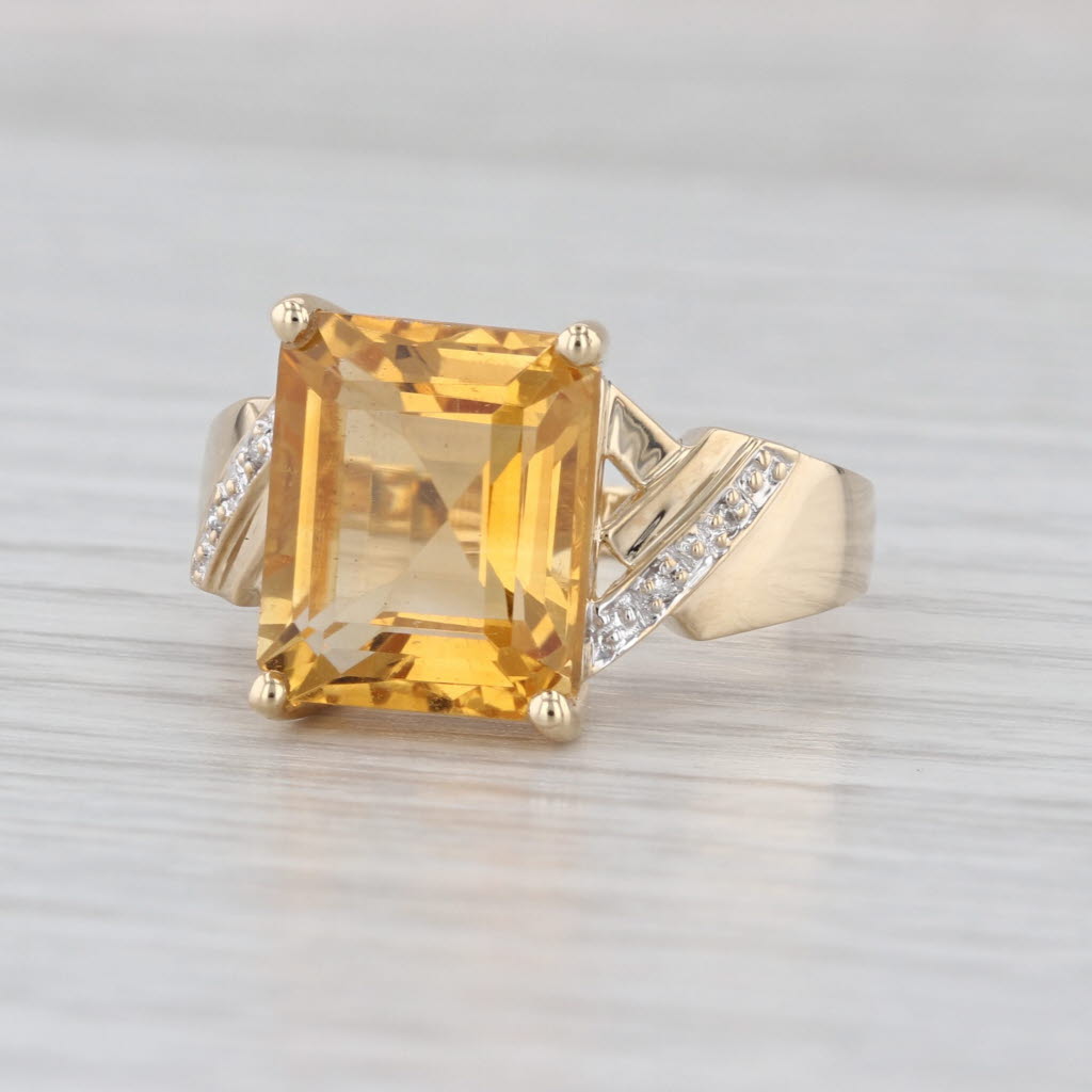 6.50ctw Citrine Diamond Ring 14k Yellow Gold Size 8 Cocktail