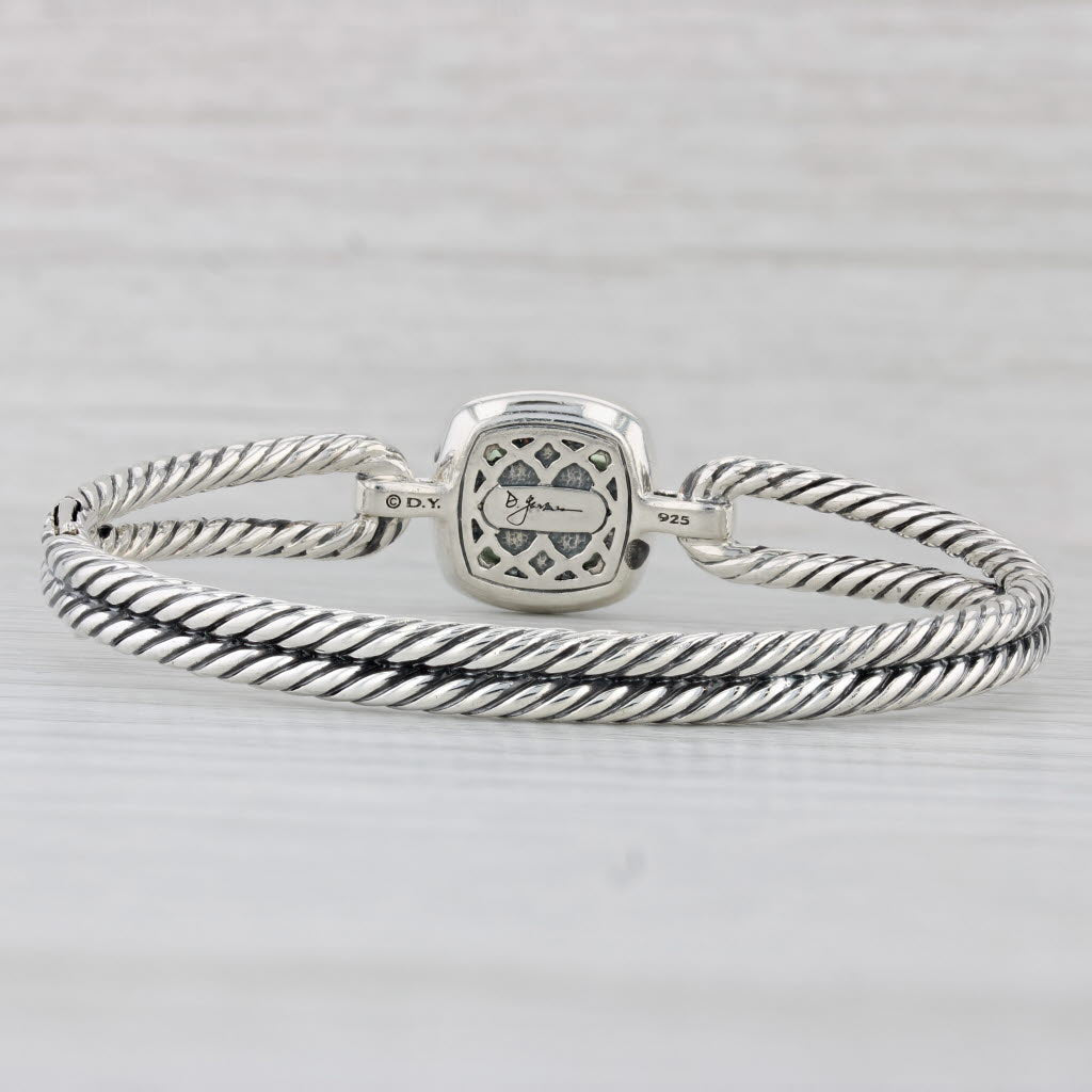 Light Gray Yurman Prasiolite Diamond Halo Albion Bangle Bracelet Sterling Silver 6"