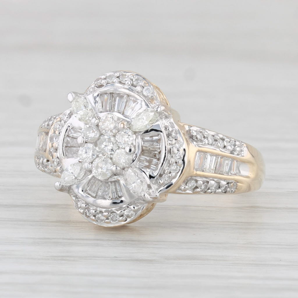 Light Gray 0.53ctw Diamond Cluster Ring 10k Yellow Gold Size 7