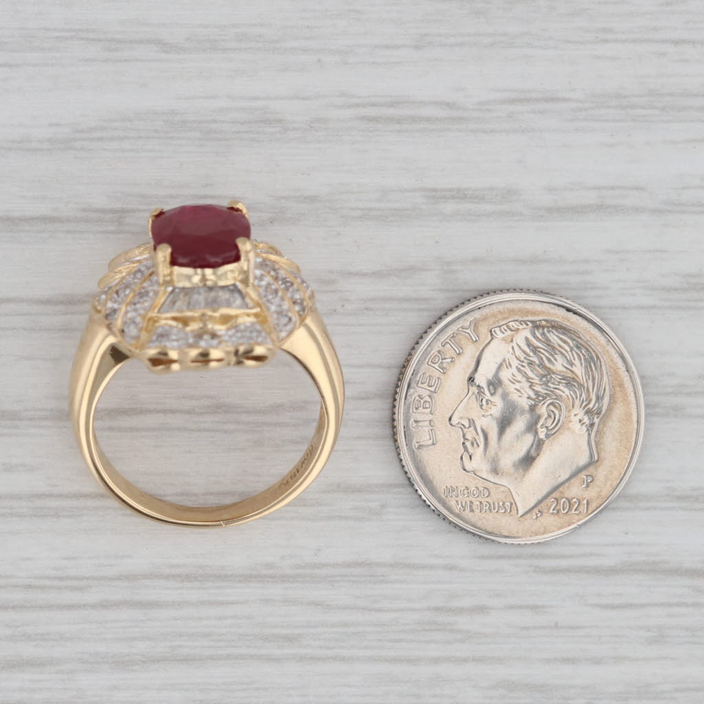 Gray 3.04ctw Oval Ruby Diamond Halo Ring 18k Yellow Gold Size 4.5 Cocktail