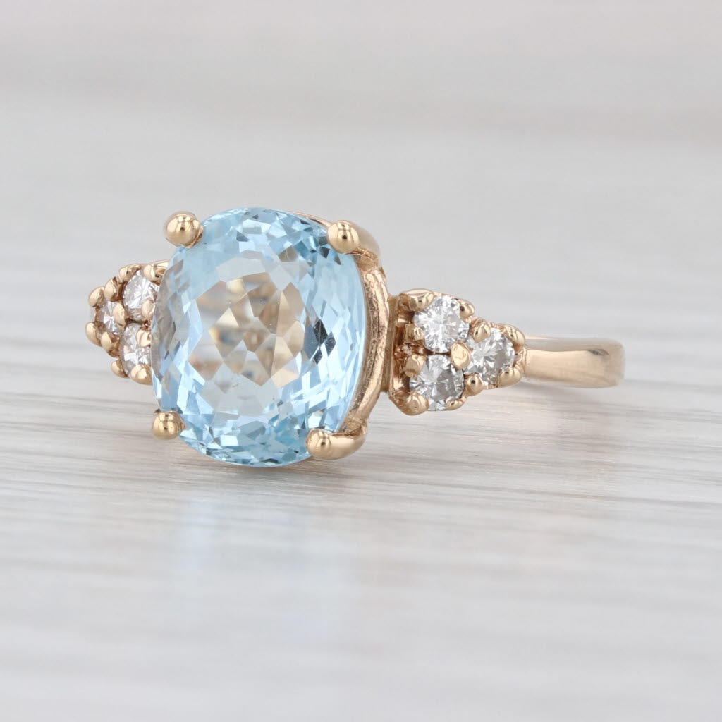 3.23ctw Aquamarine Diamond Ring 14k Yellow Gold Size 8
