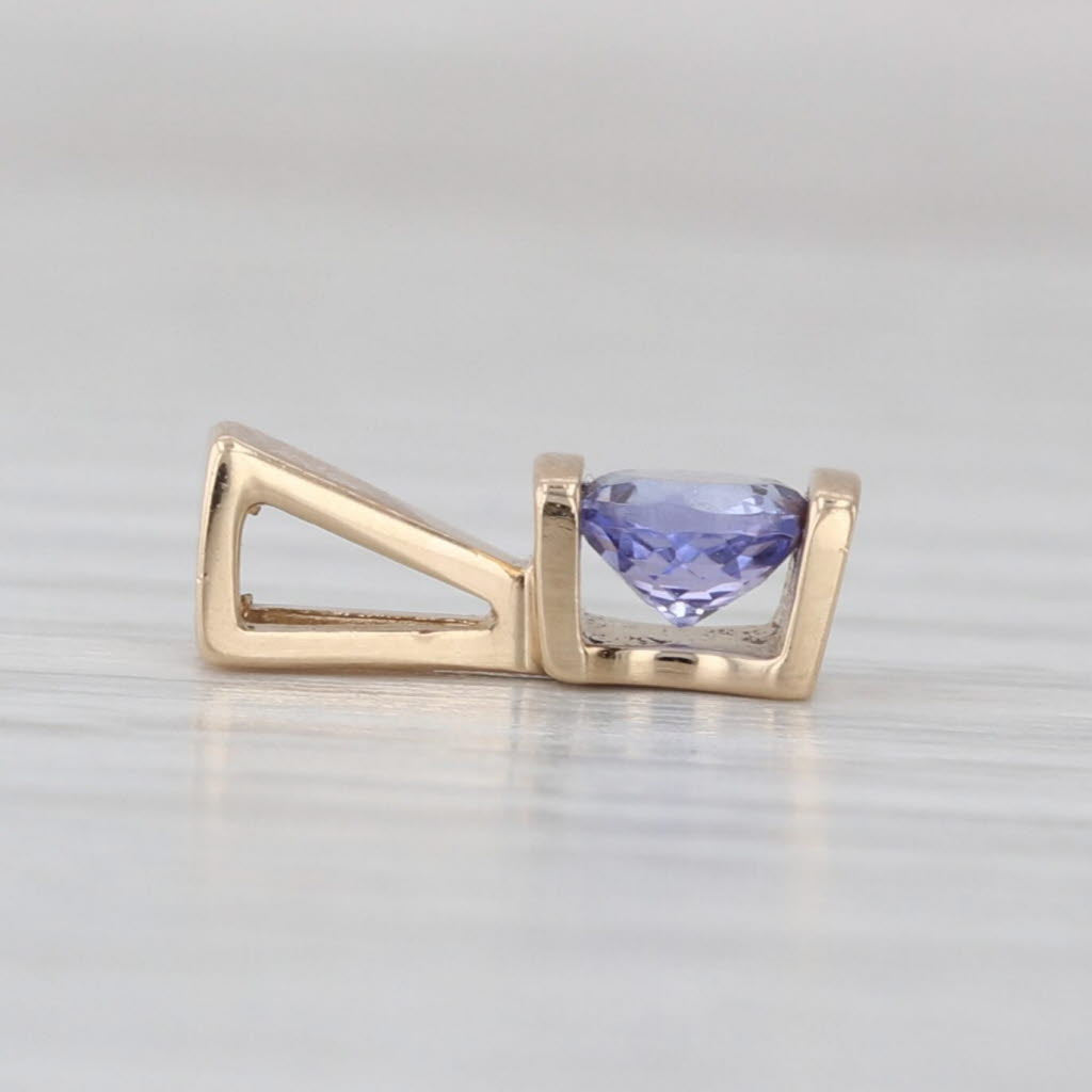 0.36ct Round Tanzanite Solitaire Pendant 14k Yellow Gold Small Drop