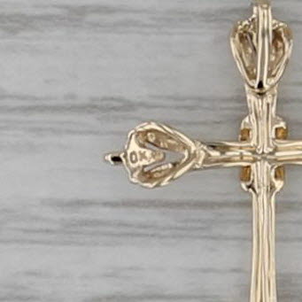 Diamond Accented Cross Pendant 10k Yellow Gold