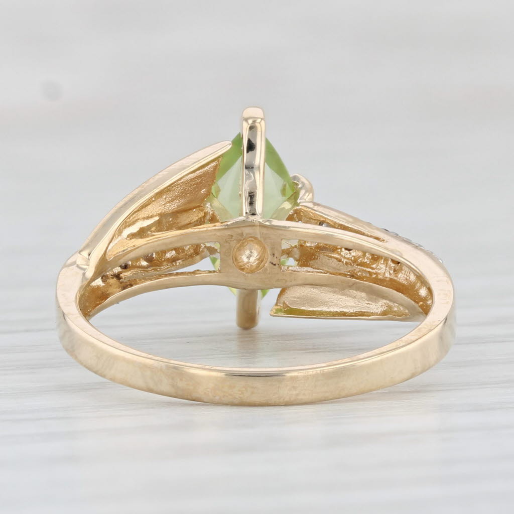 Light Gray 1.19ctw Marquise Peridot Diamond Ring 10k Yellow Gold Size 7 Bypass