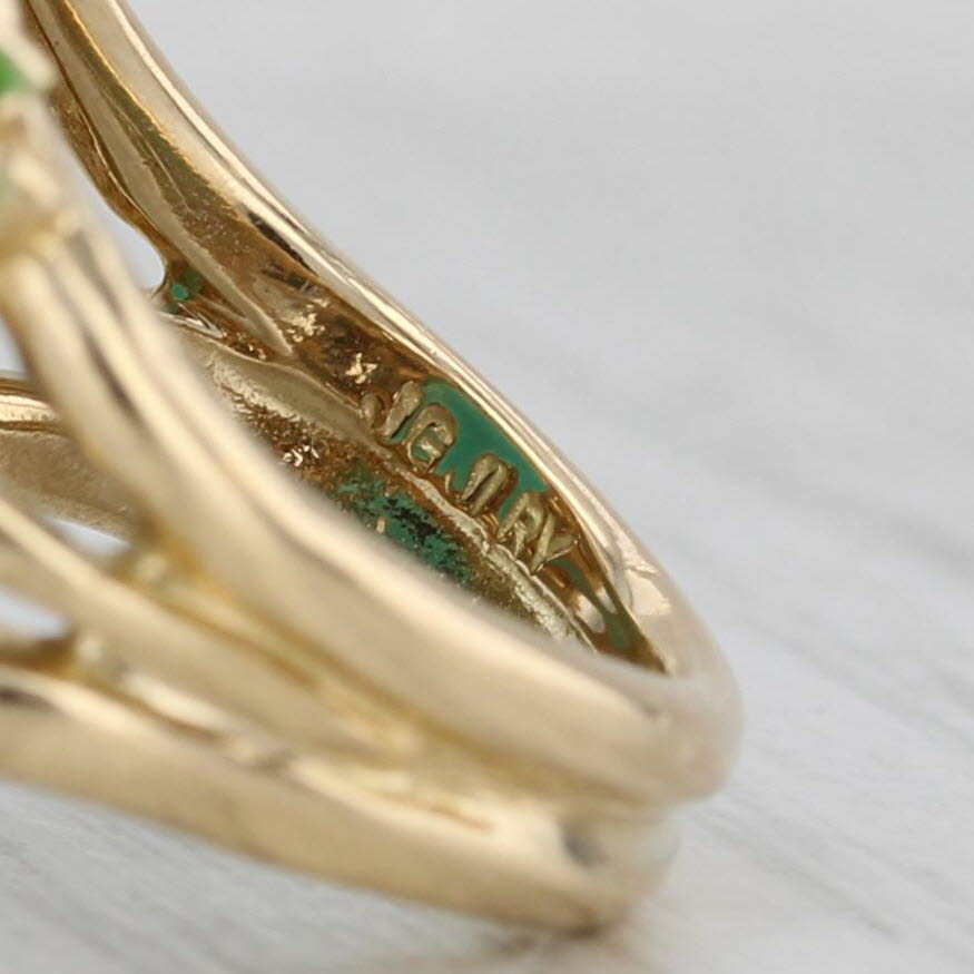 Gray Vintage Amazonite Diamond Ring 18k Yellow Gold Size 6.75 Jack Gutschneider