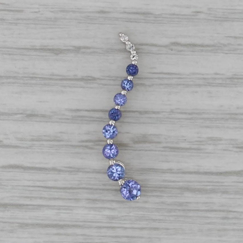 0.93ctw Tanzanite Diamond Journey Pendant 14k White Gold