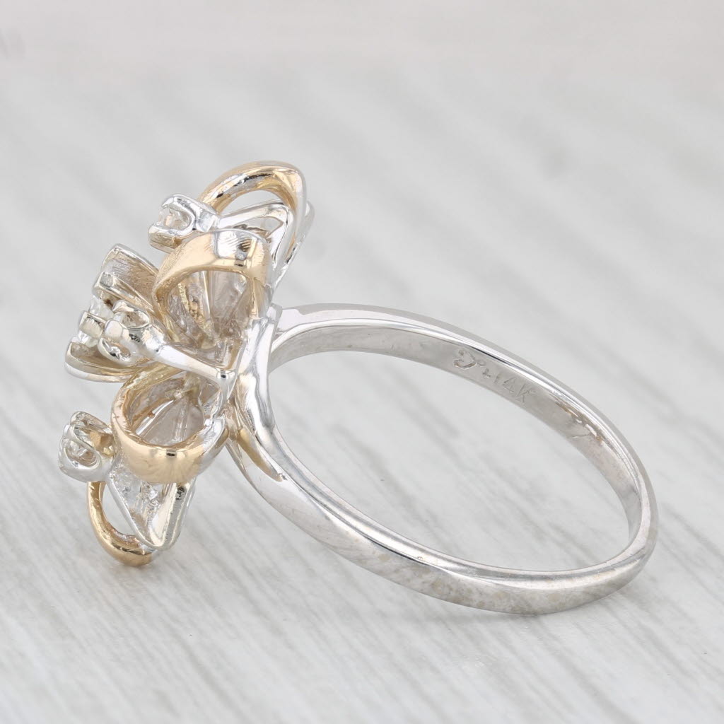 Light Gray 0.30ctw Diamond Flower Cluster Ring 14k Yellow White Gold Size 7 Cocktail