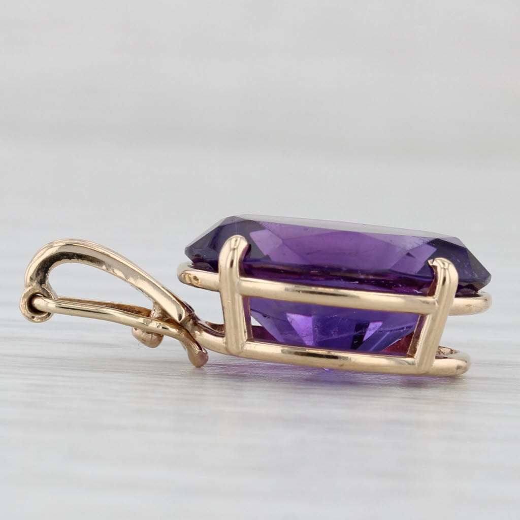 Light Gray 11ct Oval Amethyst Solitaire Enhancer Pendant 14k Yellow Gold