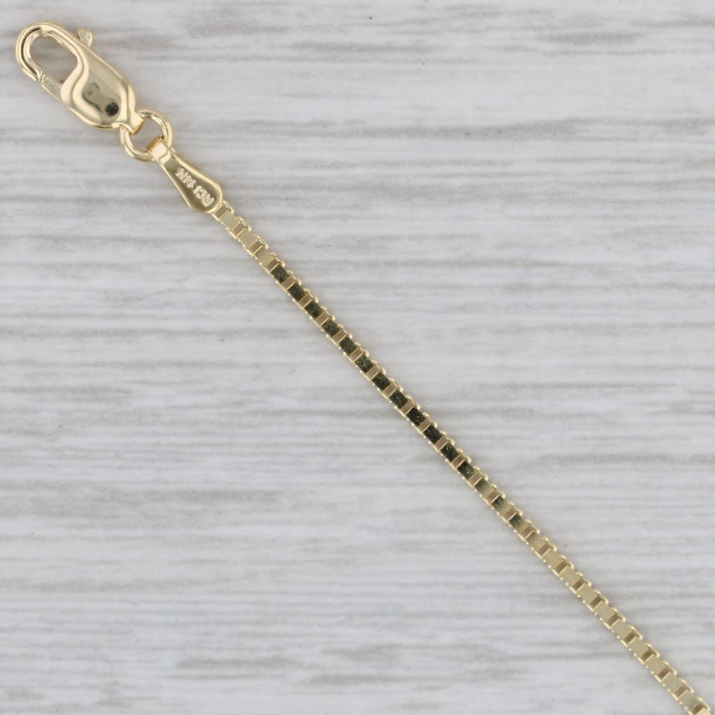 Gray New Box Chain 14k Yellow Gold 16" 1.1mm Lobster Clasp