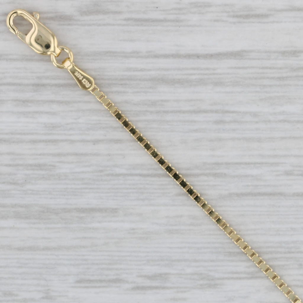 Gray New Box Chain 14k Yellow Gold 18" 1.1mm Lobster Clasp