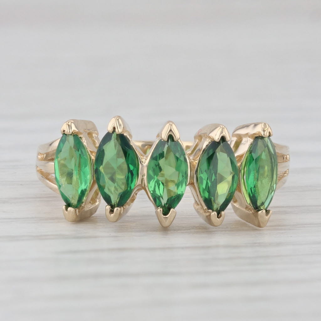 Light Gray 1.50ctw Tsavorite Garnet Marquise 14k Yellow Gold Size 7.25