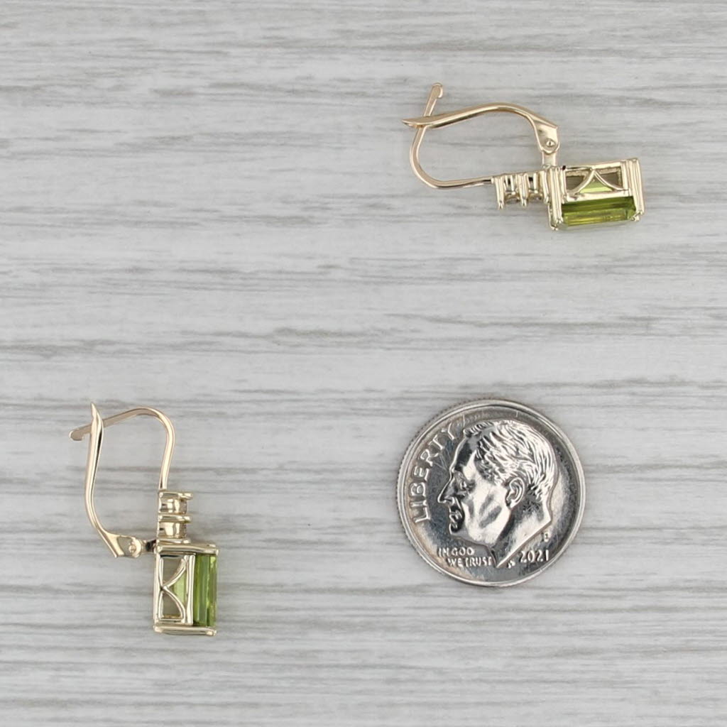 3.66ctw Peridot Diamond Drop Earrings 10k Yellow Gold Snap Backs