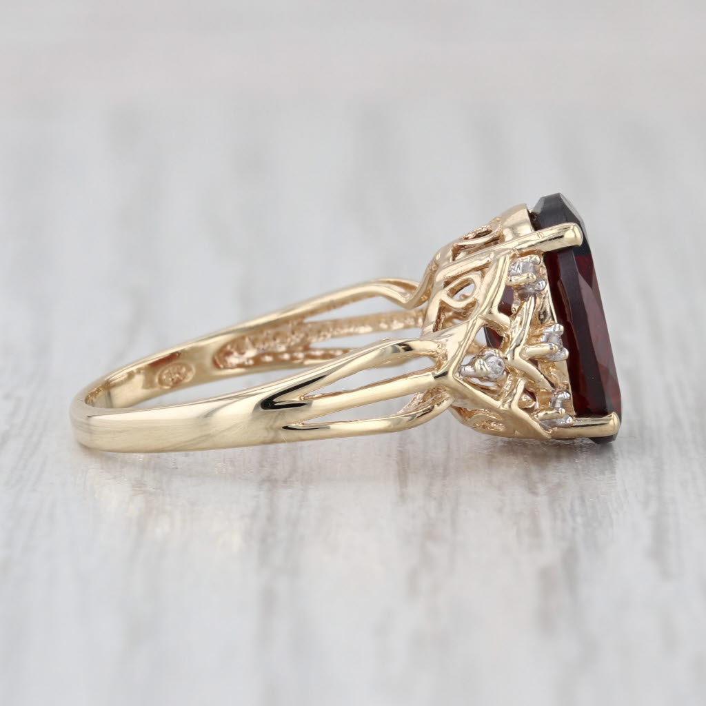 5.39ctw Oval Garnet Diamond Ring 10k Yellow Gold Size 7.5