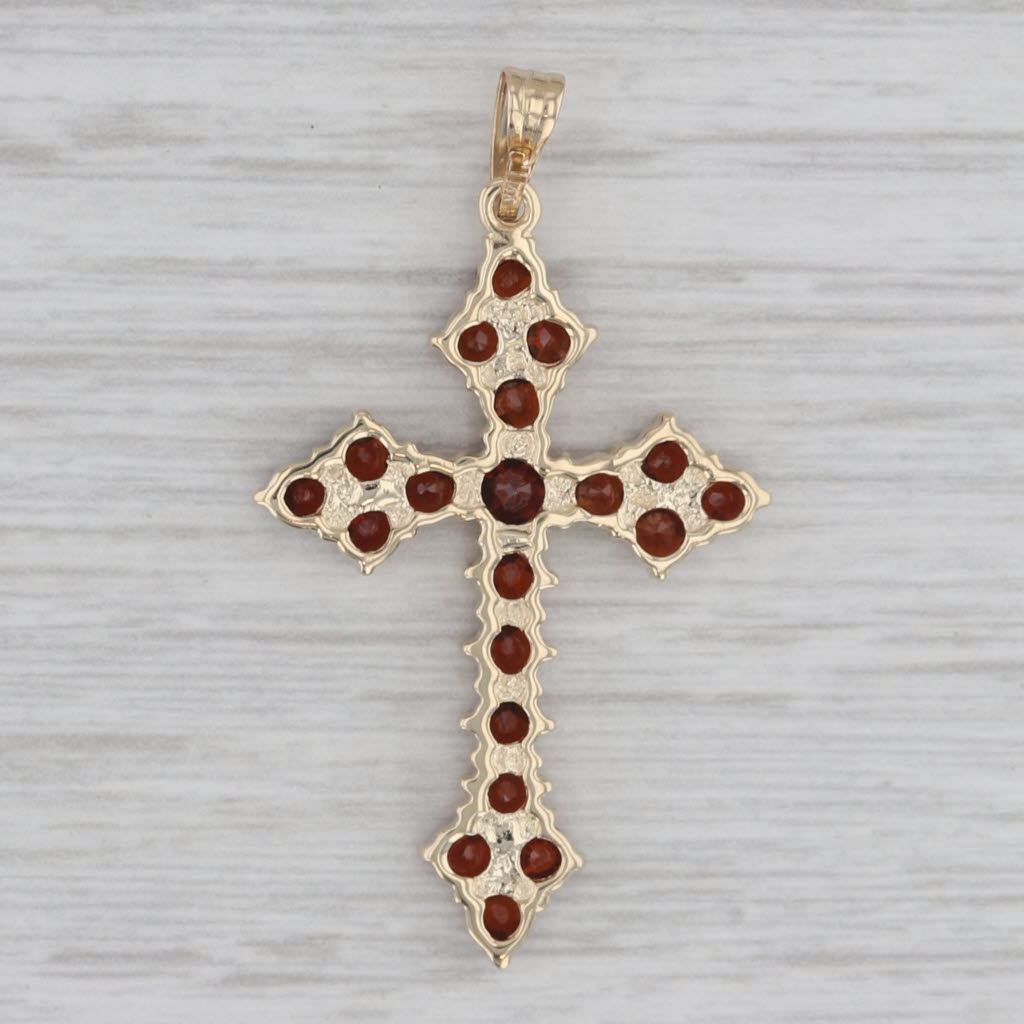 Gray 2.25ctw Garnet Cross Pendant 14k Yellow Gold Bohemian Style