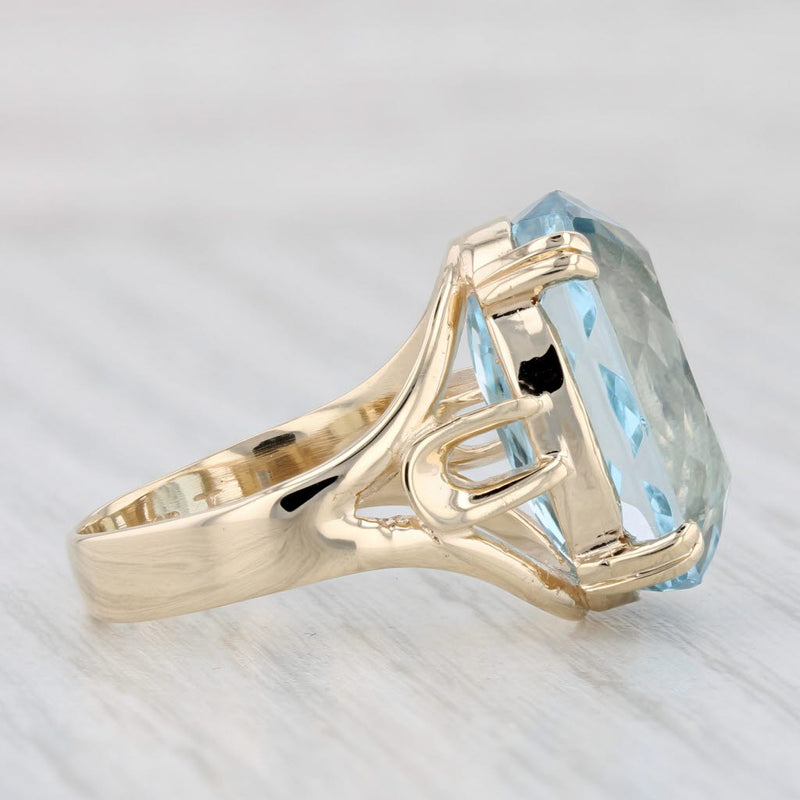 Light Gray New 16.70ct Blue Topaz Ring 14k Yellow Gold Size 7.5 Oval Solitaire