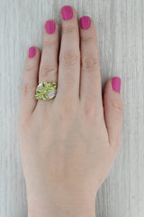 3.71ctw Peridot Diamond Cluster Ring 10k Yellow Gold Size 8.25 Cocktail