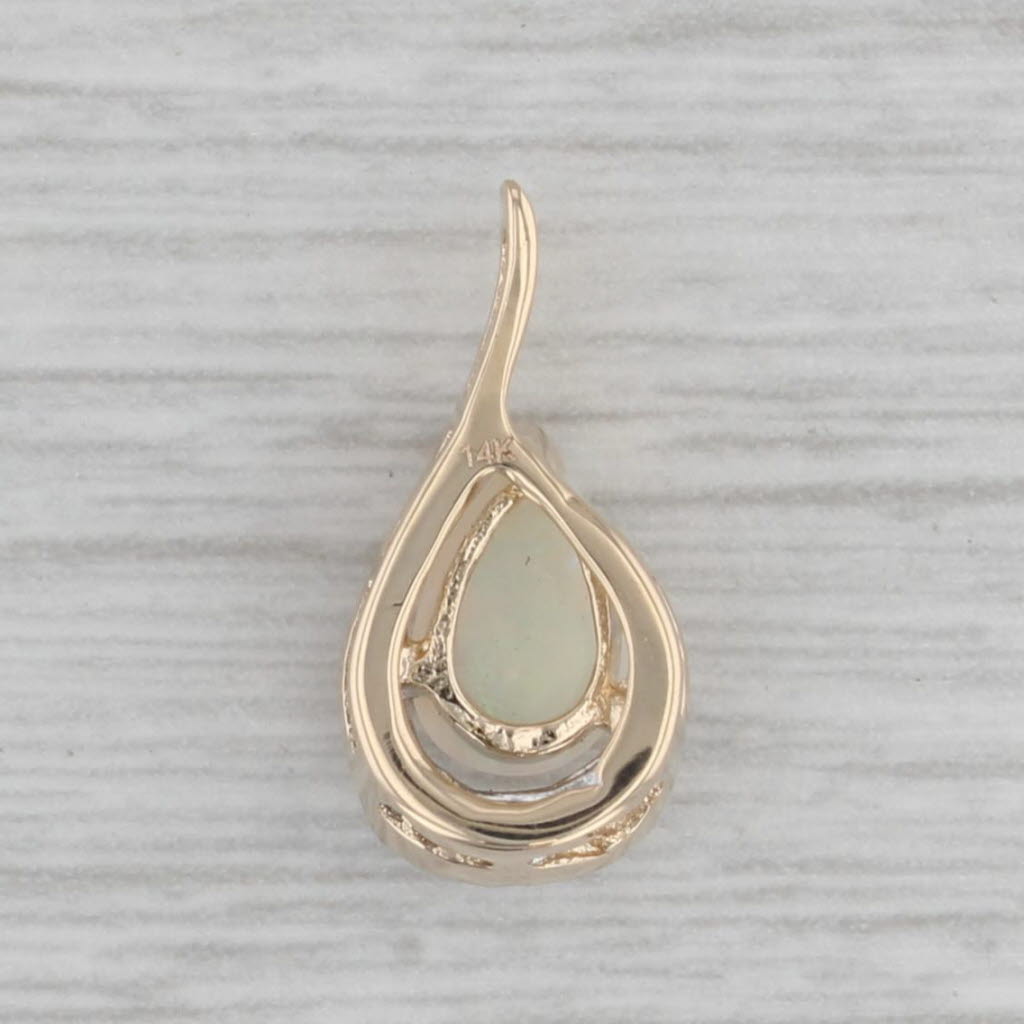 Gray Pear Opal Diamond Teardrop Pendant14k Yellow Gold