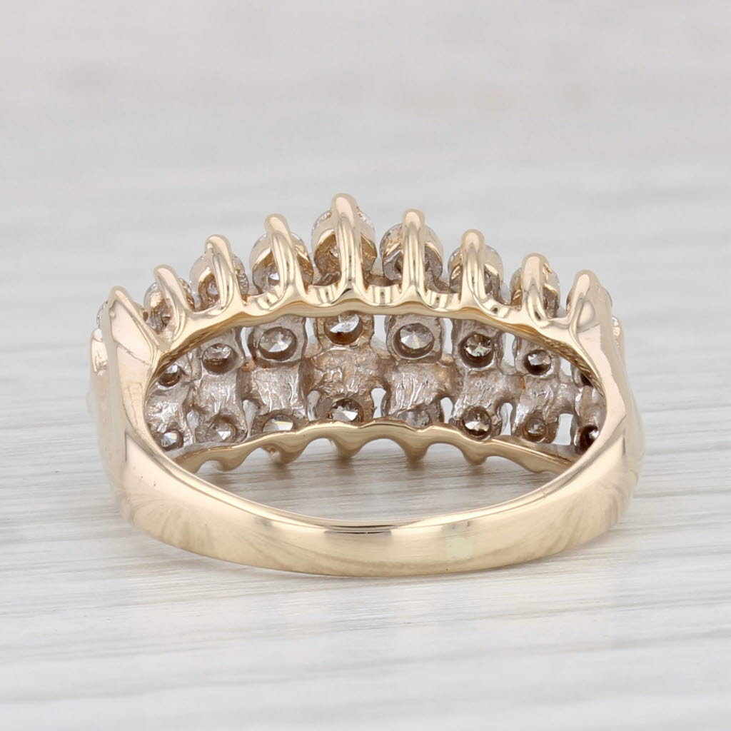 Light Gray 0.90ctw Tiered Diamond Pyramid Ring 10k Yellow Gold Size 6 Cocktail