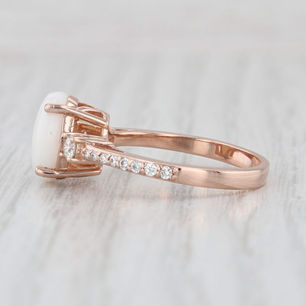 Effy Oval Opal Cabochon 0.30ctw Diamond Ring 14k Rose Gold Size 7.25