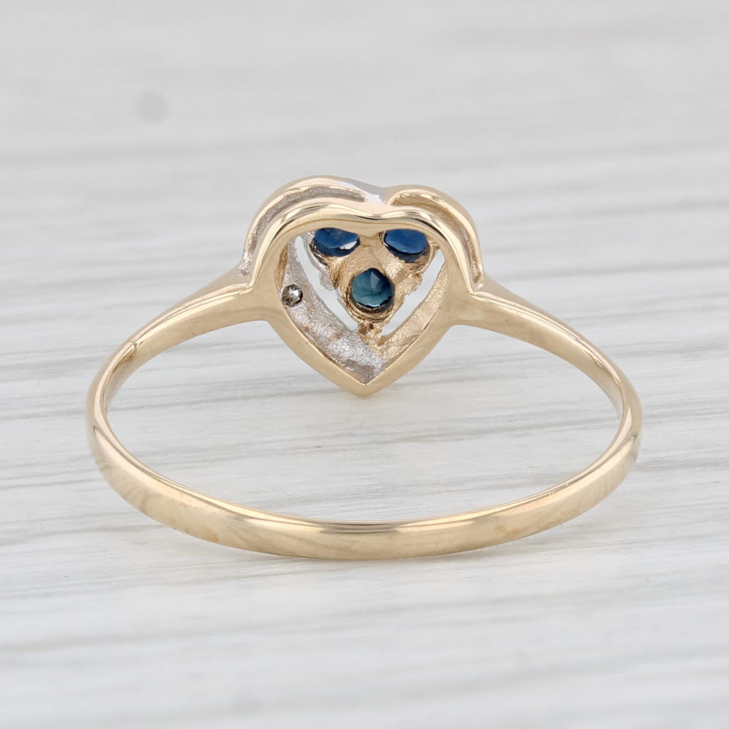 Light Gray 0.18ctw Blue Sapphire Cluster Heart Ring 10k White Gold Size 6 Diamond Accents